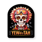 Candy Skull with goggles and sunflower design on a black background with 'Park City Yewwwtah' text.