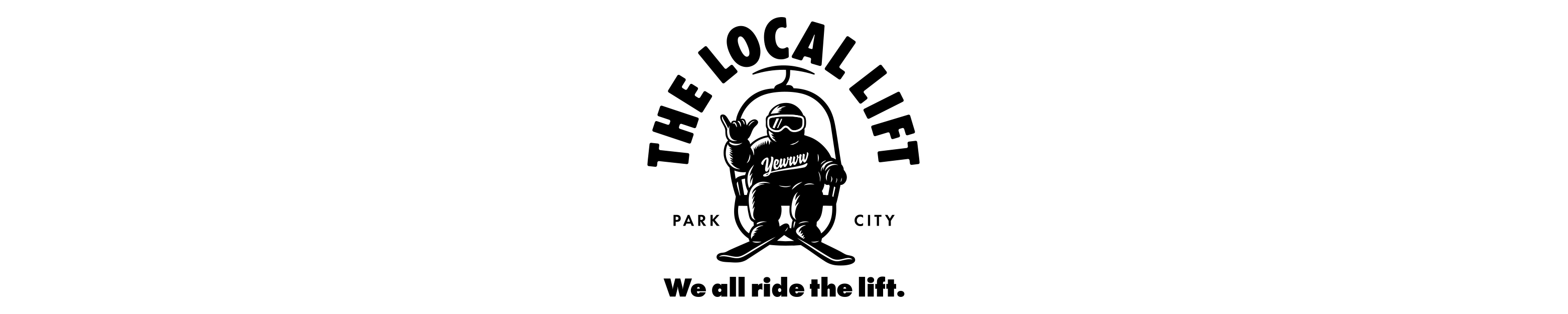 Logo of The Local Lift program with Yewww character riding a chair lift